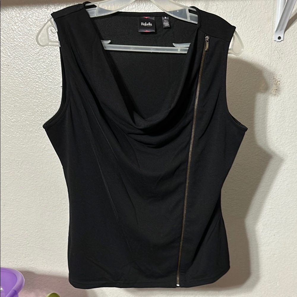 Rafaella Black Asymmetrical Fitted Tank Top